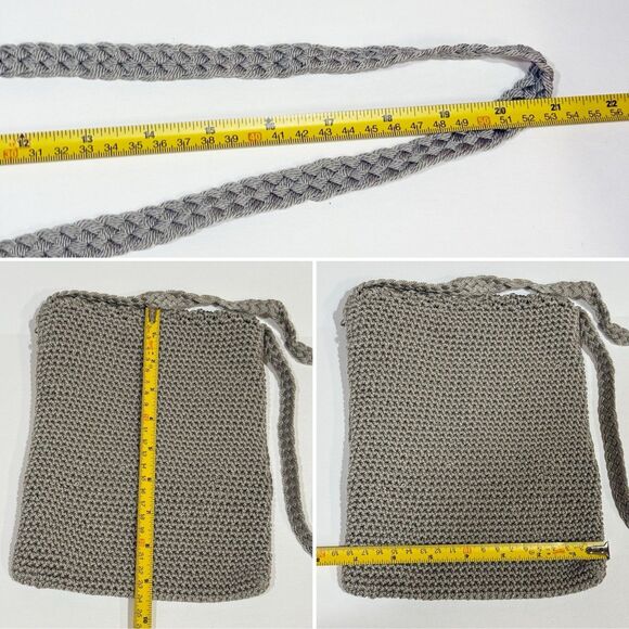 CHATEAU CROCHET GRAY VINTAGE CLUTCH PURSE CROSSBODY BAG BOHO STYLE - Picture 10 of 15